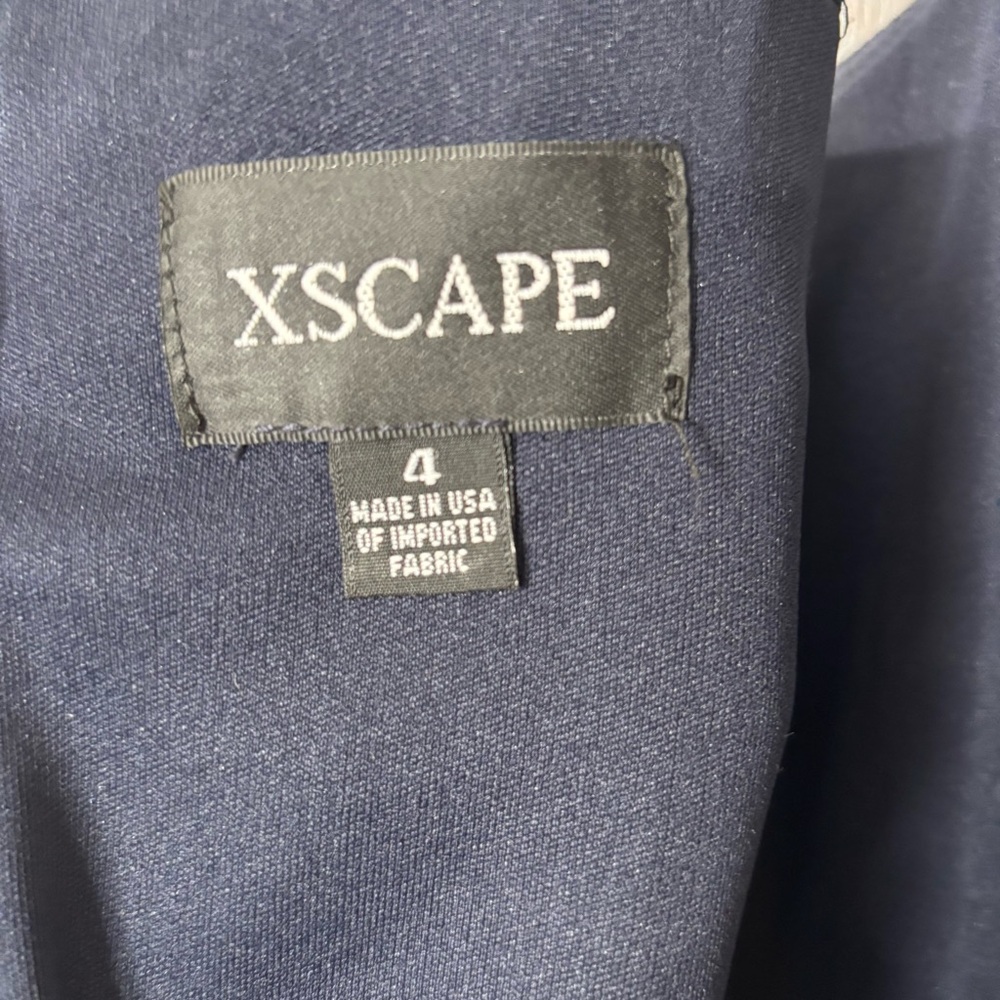 Xscape dress navy blue double strap tulip skirt cocktail midi formal size 4 - Picture 10 of 11